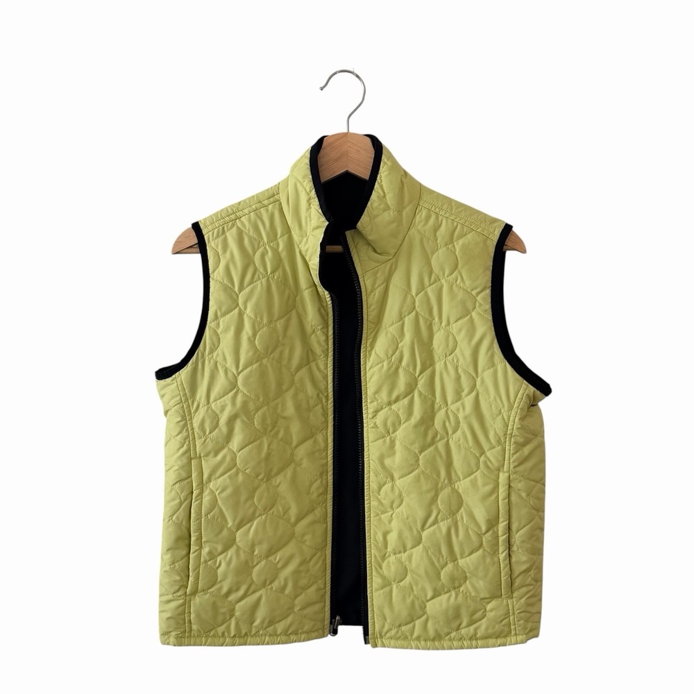 Reversible Quilted Puffer Vest Womens Black‎ Green Full Zip Lightweight